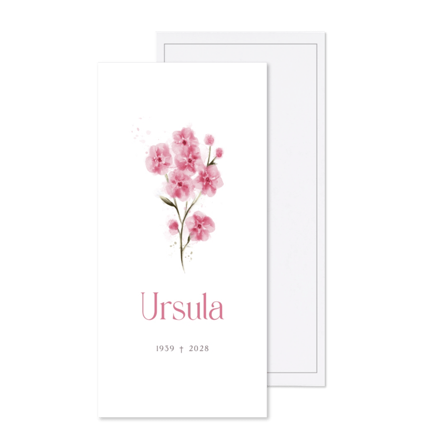 Einladungskarte Trauerfeier rosa Blumen - Karteneindruck
