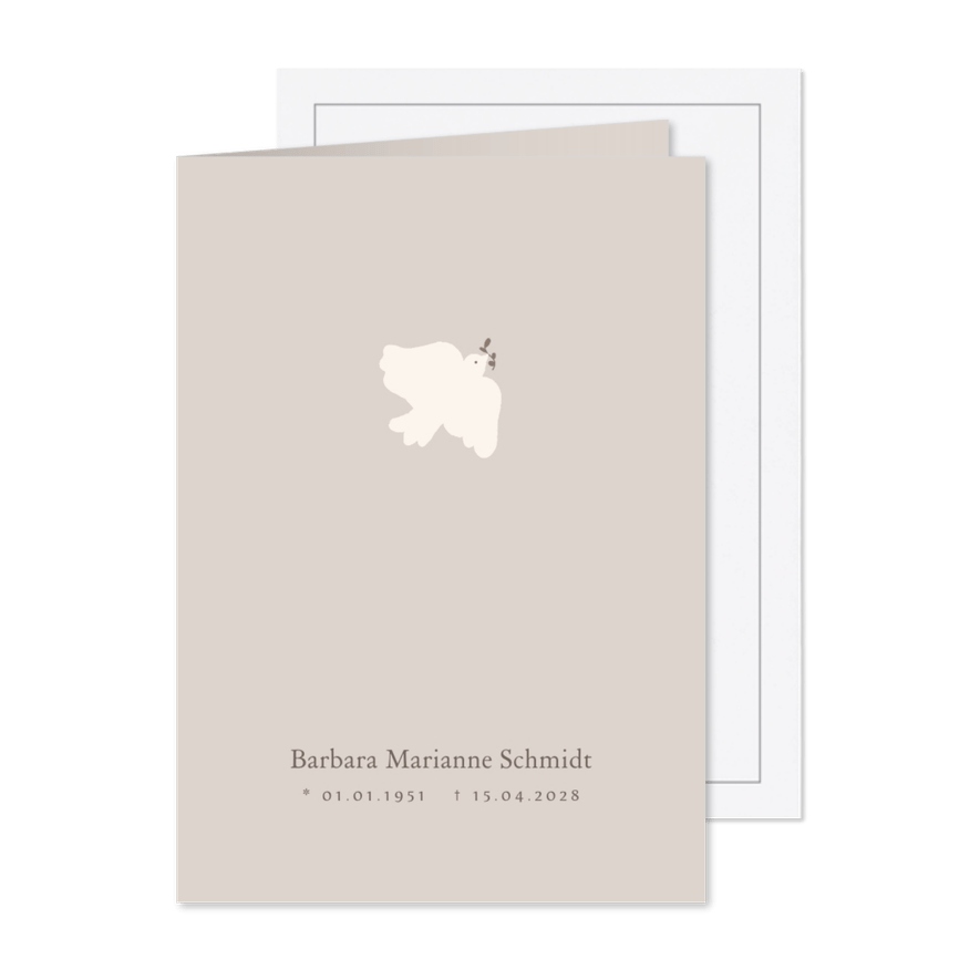 Einladungskarte Trauerfeier weiße Taube - Karteneindruck
