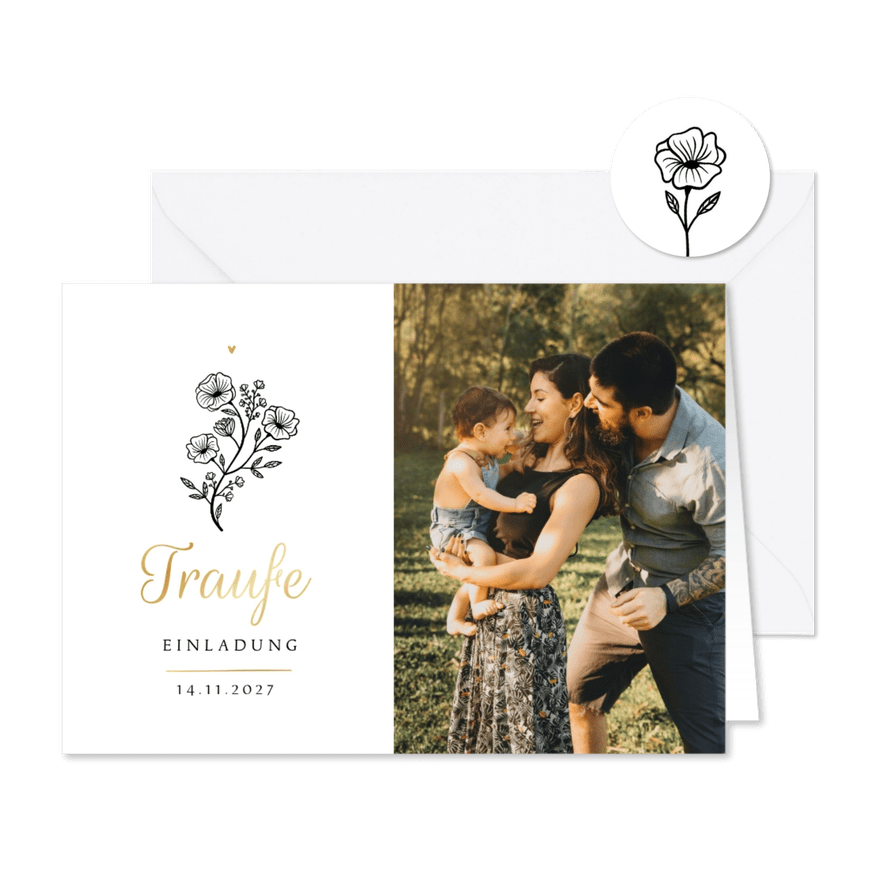 Einladungskarte Traufe Foto & Illustration klassisch - Karteneindruck