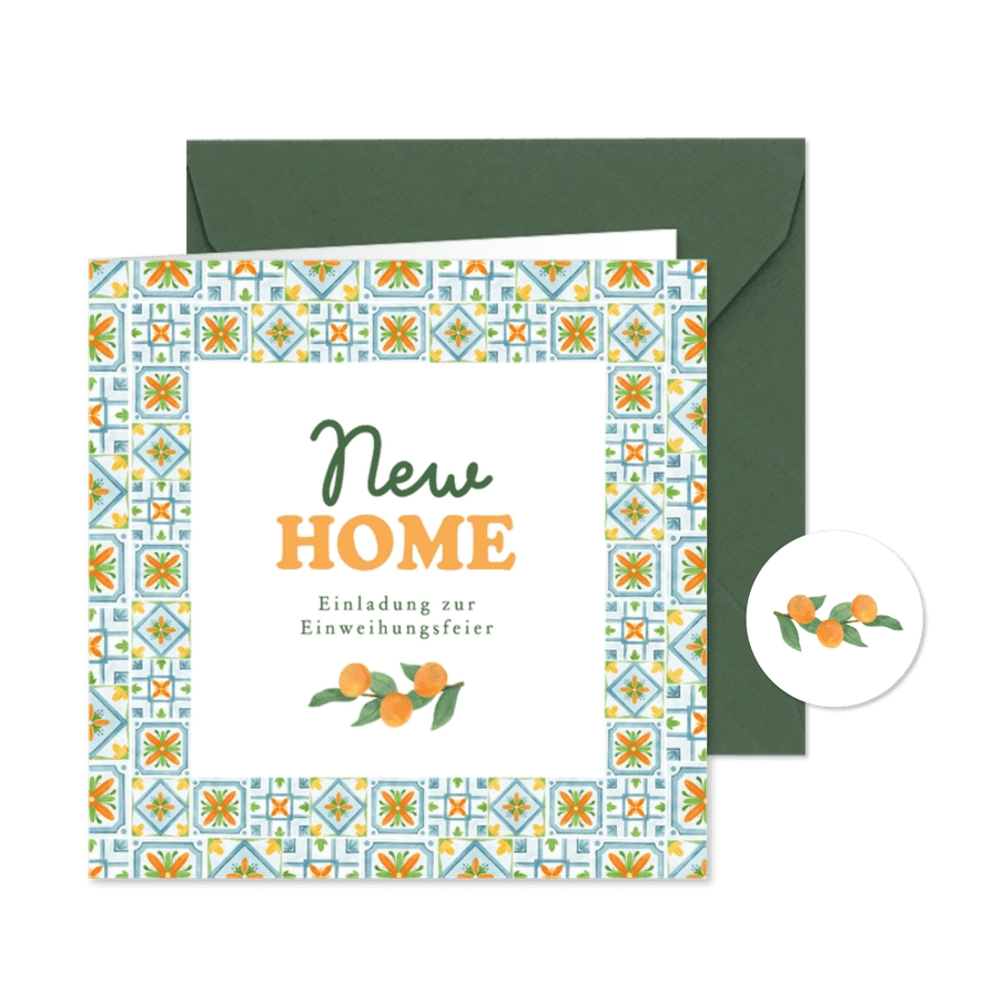 Einladungskarte Umzug Einweihungsfeier Mandarinen - Karteneindruck
