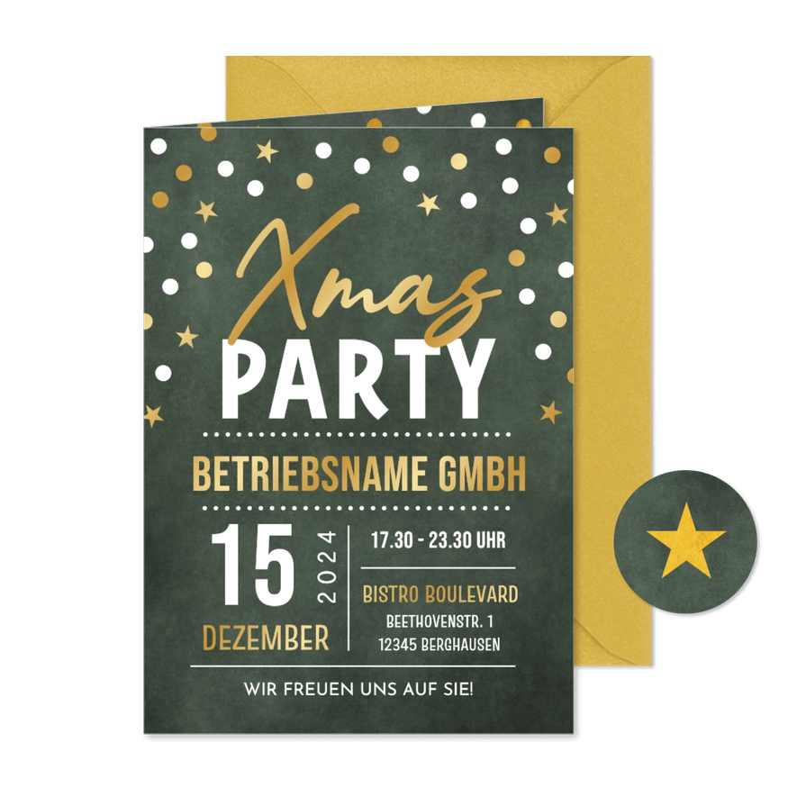 Einladungskarte Weihnachtsfeier Xmas-Party geschäftlich - Karteneindruck
