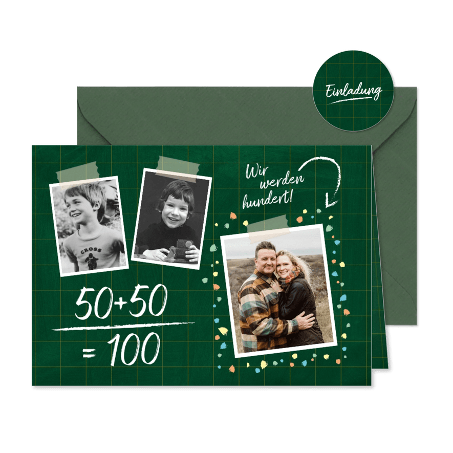 Einladungskarte Wir werden 100 - Karteneindruck