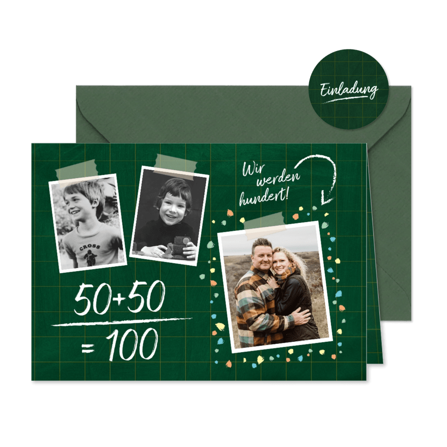 Einladungskarte Wir werden 100 - Kartenvorschau
