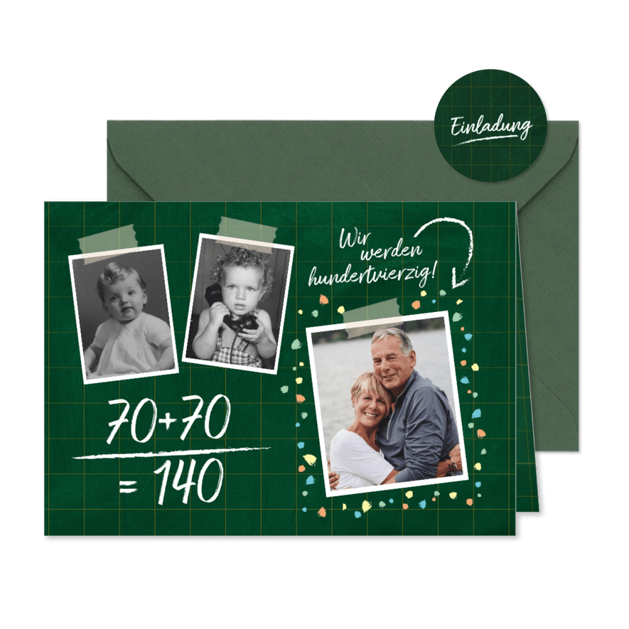 Einladungskarte Wir werden 140 - Karteneindruck
