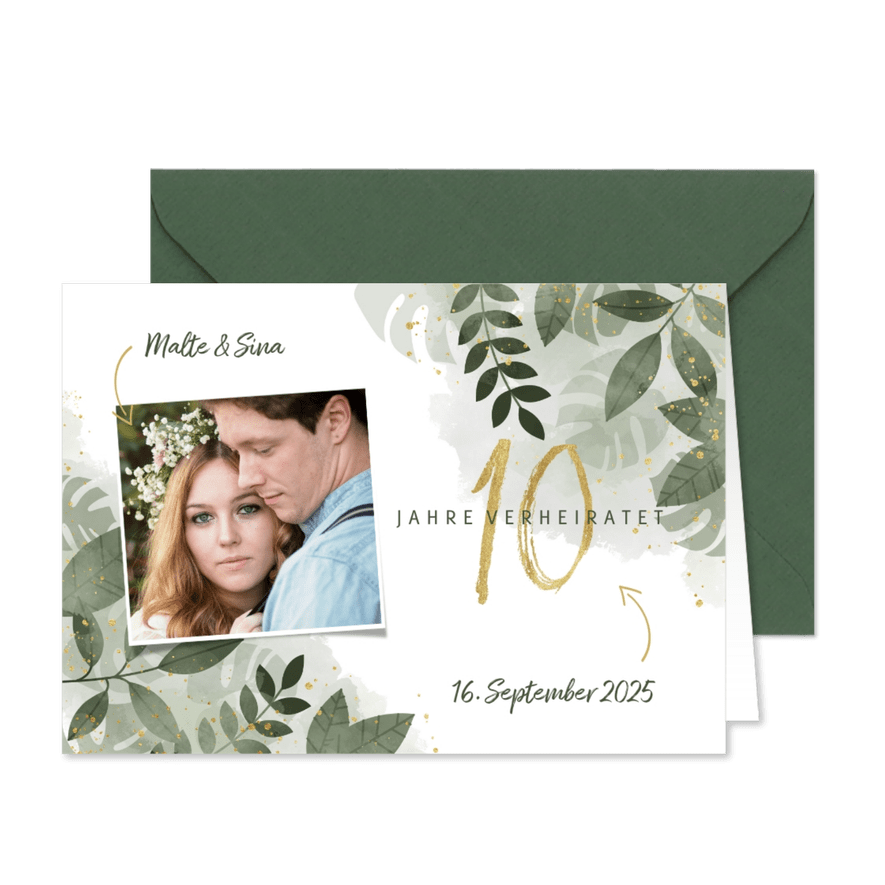 Einladungskarte zum 10. Hochzeitstag mit Foto - Karteneindruck
