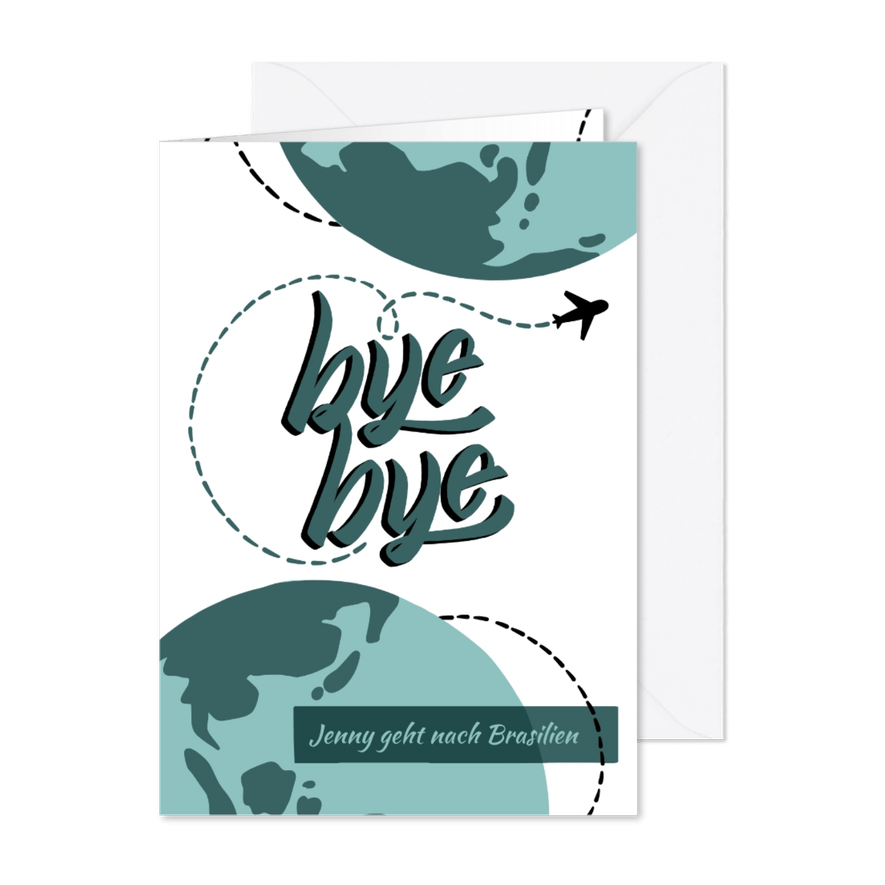 Einladungskarte zum Abschied - Weltenbummler - Karteneindruck
