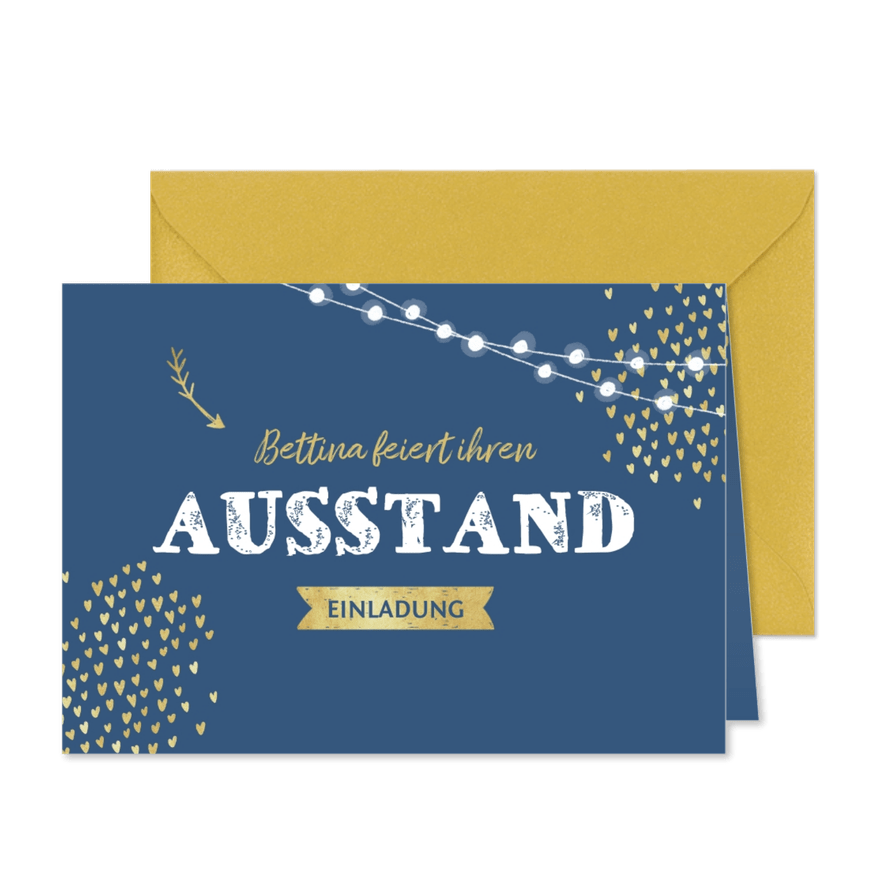 Einladungskarte zum Ausstand dunkelblau - Karteneindruck
