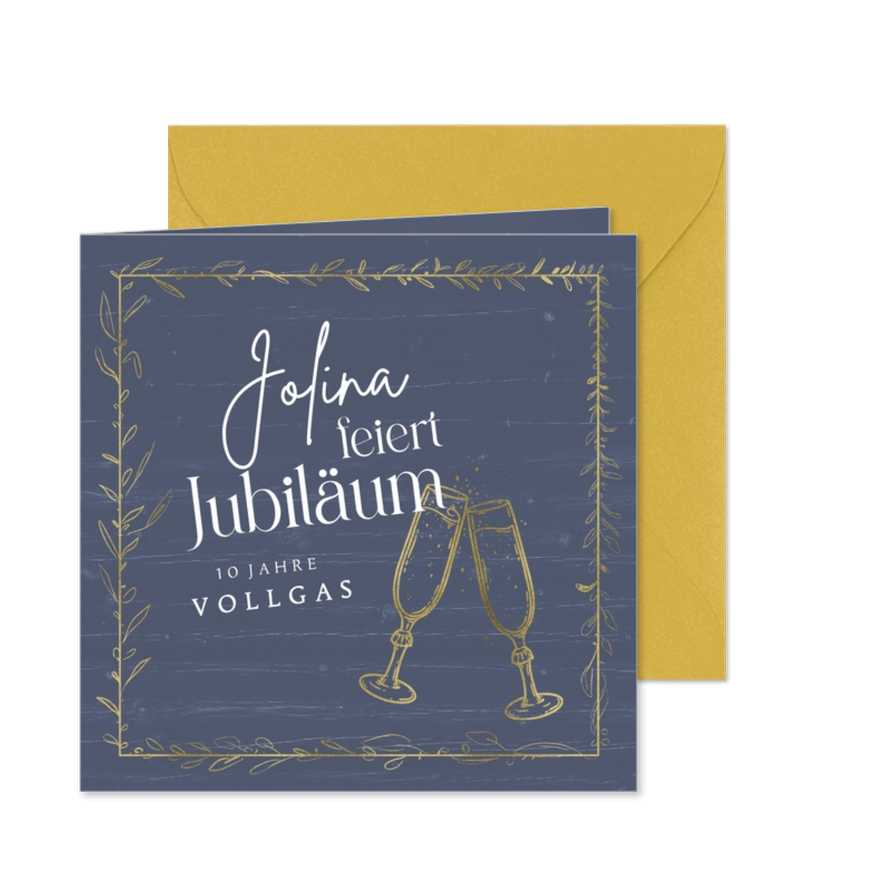 Einladungskarte zum Dienstjubiläum Sektgläser - Karteneindruck
