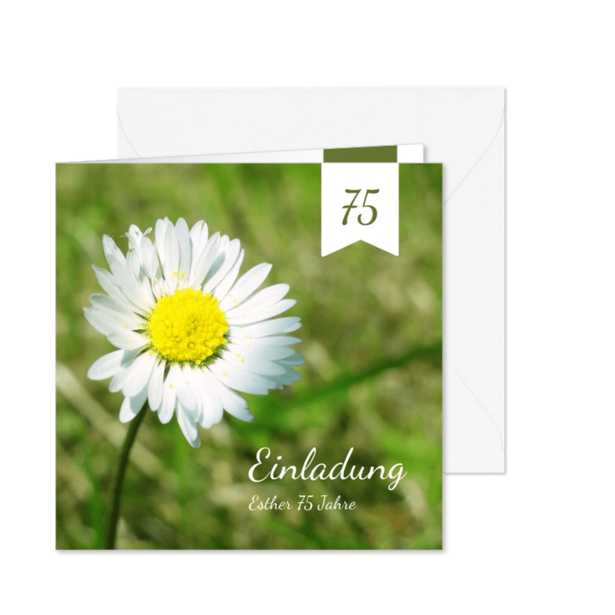 Einladungskarte zum Geburtstag Gänseblümchen - Karteneindruck
