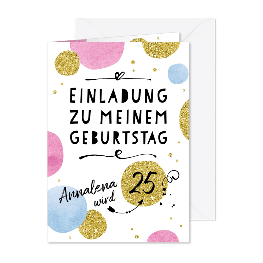 Einladungskarte zum Geburtstag Happy Dots - Kartenvorschau
