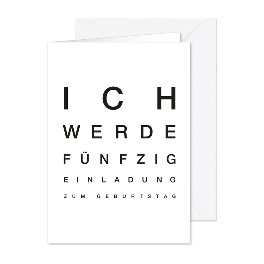 Einladungskarte zum Geburtstag Sehtest - Karteneindruck