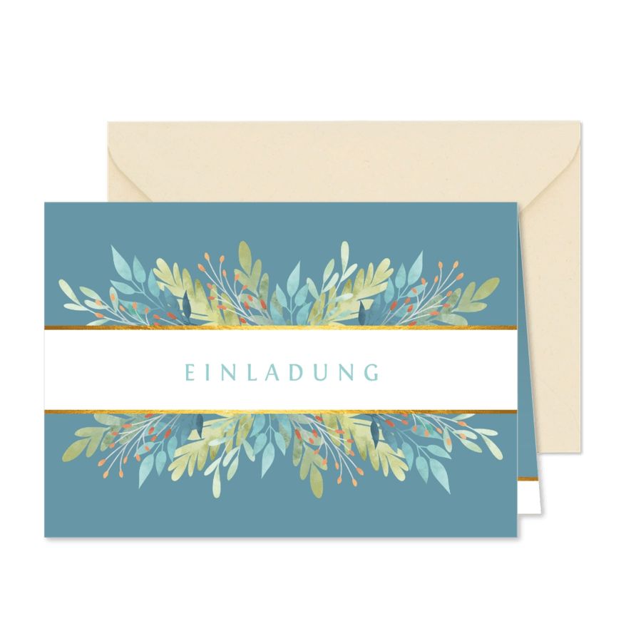 Einladungskarte zum Geburtstag Zweige Aquarell - Karteneindruck
