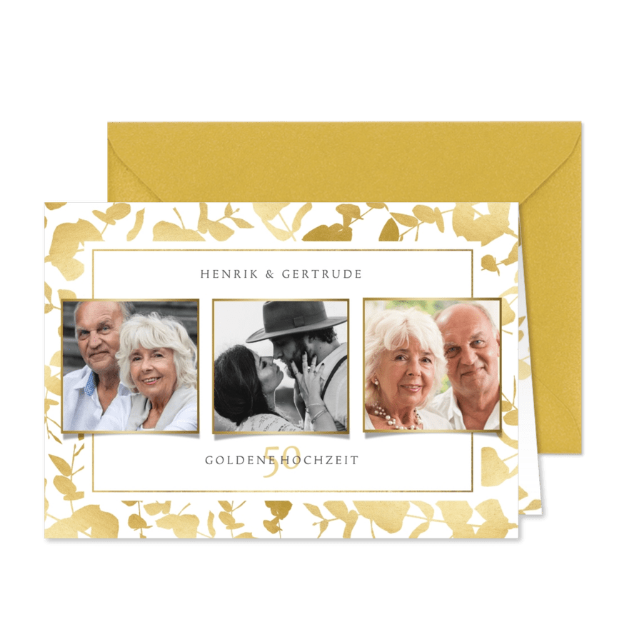 Einladungskarte zum Hochzeitstag mit Fotos - Karteneindruck
