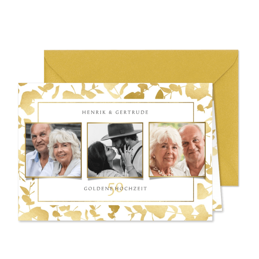 Einladungskarte zum Hochzeitstag mit Fotos - Karteneindruck
