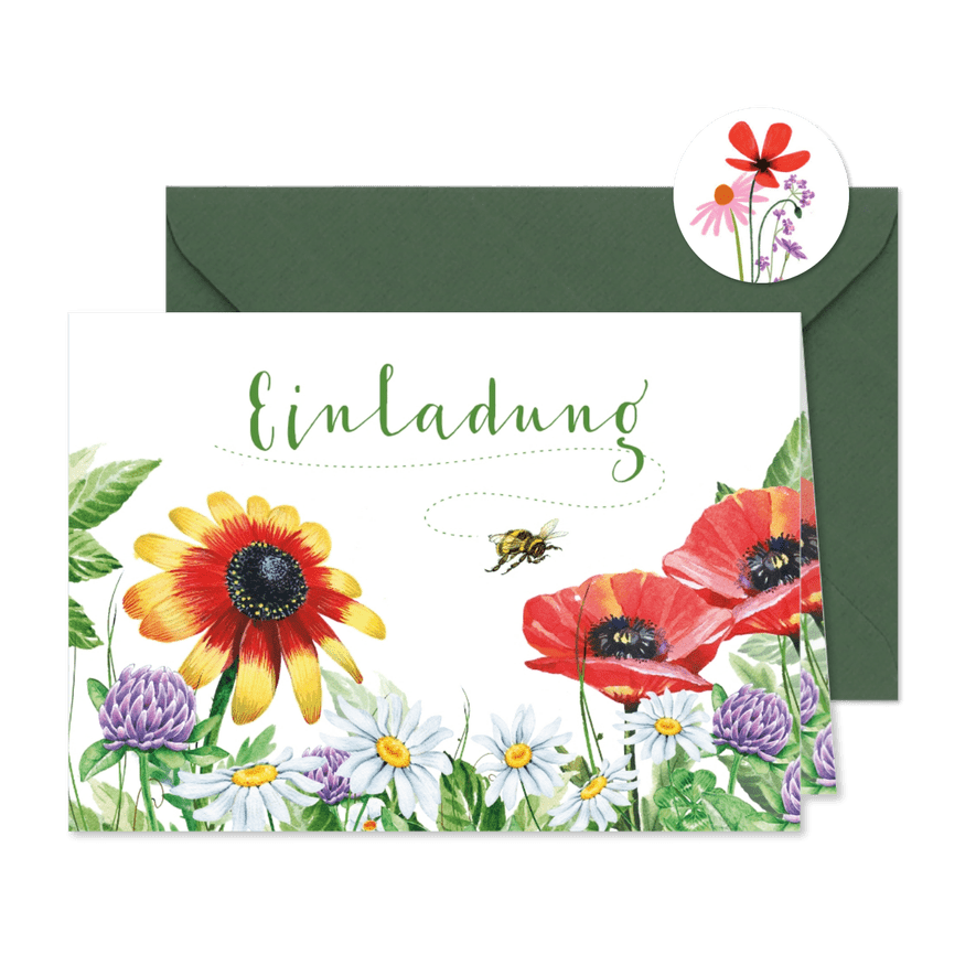 Einladungskarte zum Sommerfest Blumengarten - Karteneindruck
