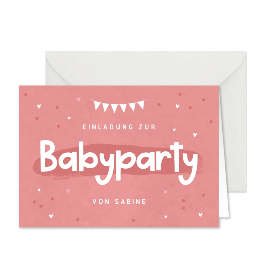 Einladungskarte zur Babyparty rosa - Karteneindruck