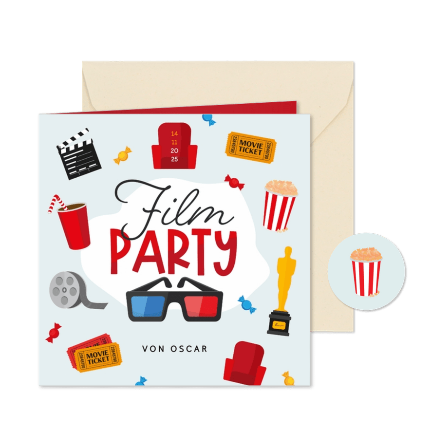 Einladungskarte zur Filmparty 3D-Brille 9. Geburtstag - Karteneindruck