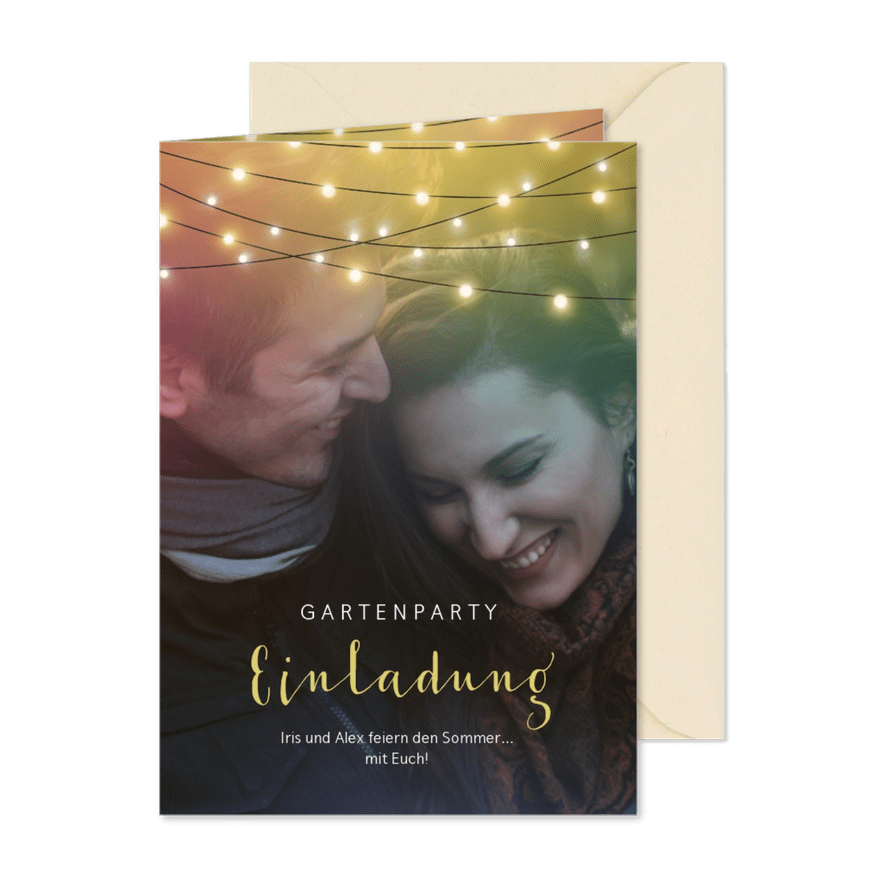 Einladungskarte zur Gartenparty mit Foto - Karteneindruck
