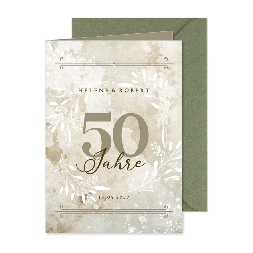 Einladungskarte zur Goldhochzeit mit Foto - Karteneindruck
