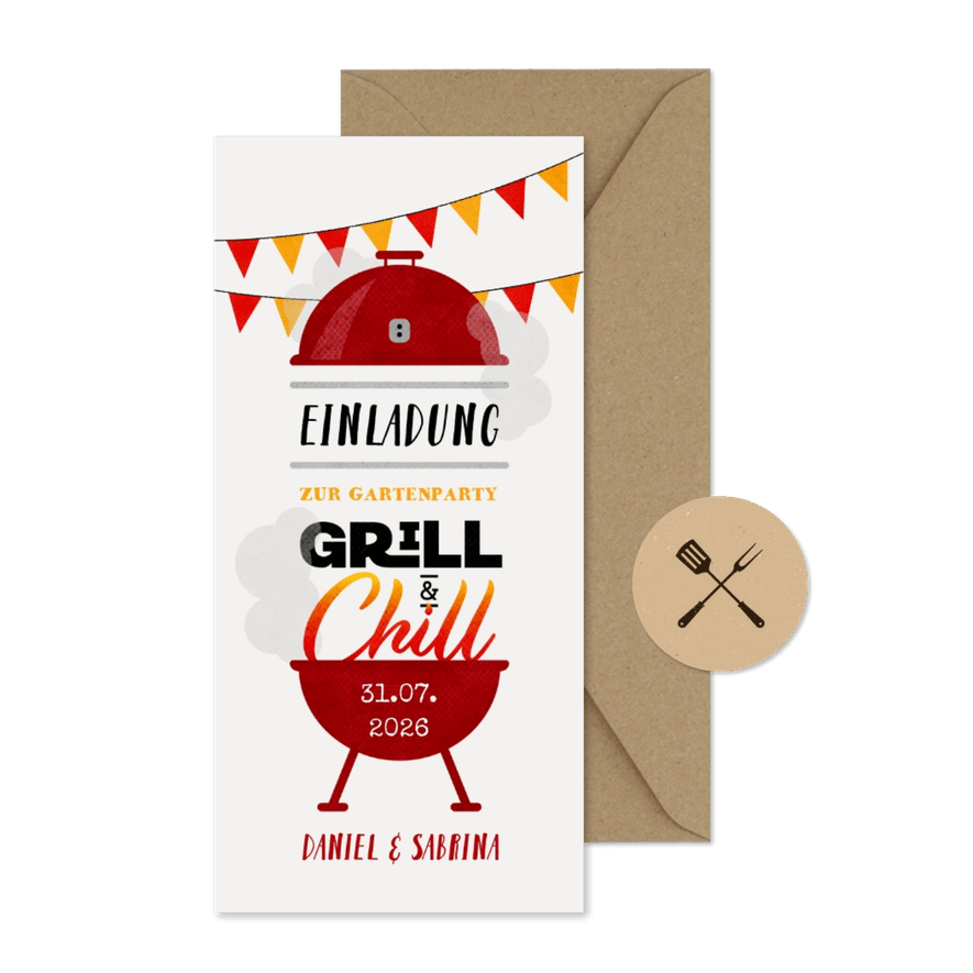 Einladungskarte zur Grill- & Chillparty - Karteneindruck