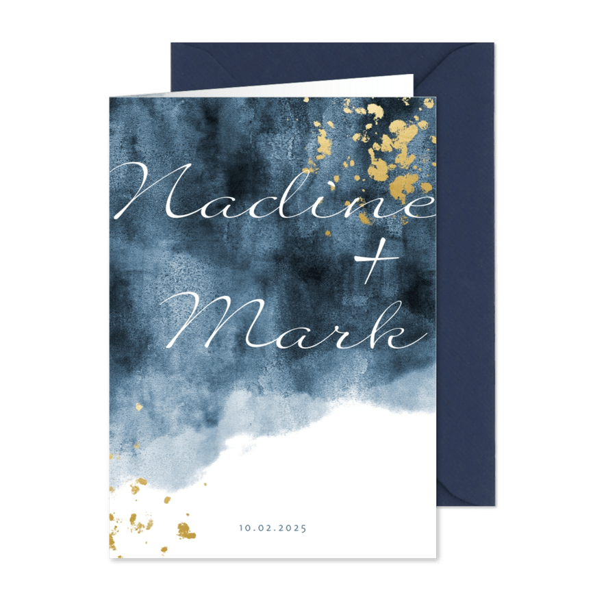 Einladungskarte zur Hochzeit Aquarelldesign Foto innen - Karteneindruck