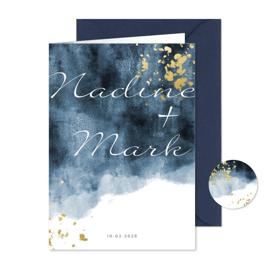 Einladungskarte zur Hochzeit Aquarelldesign Foto innen - Karteneindruck