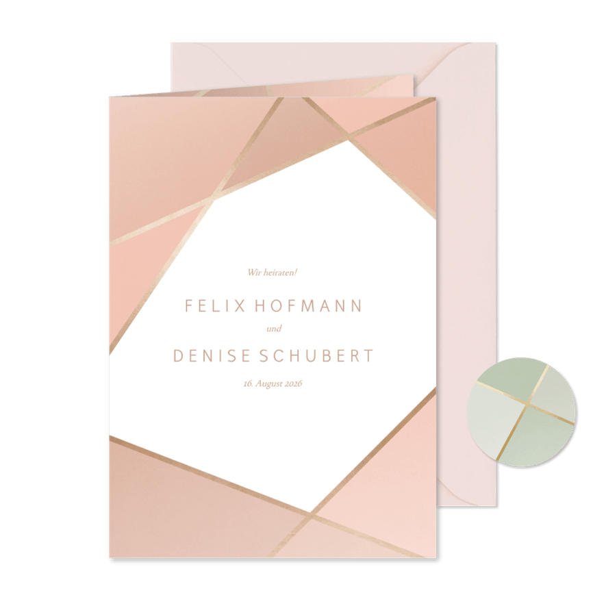 Einladungskarte zur Hochzeit geometrisch - Karteneindruck
