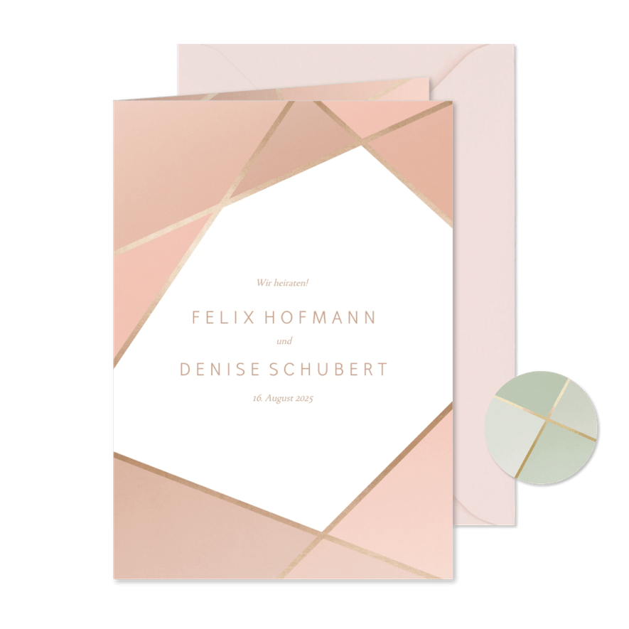 Einladungskarte zur Hochzeit geometrisch - Karteneindruck
