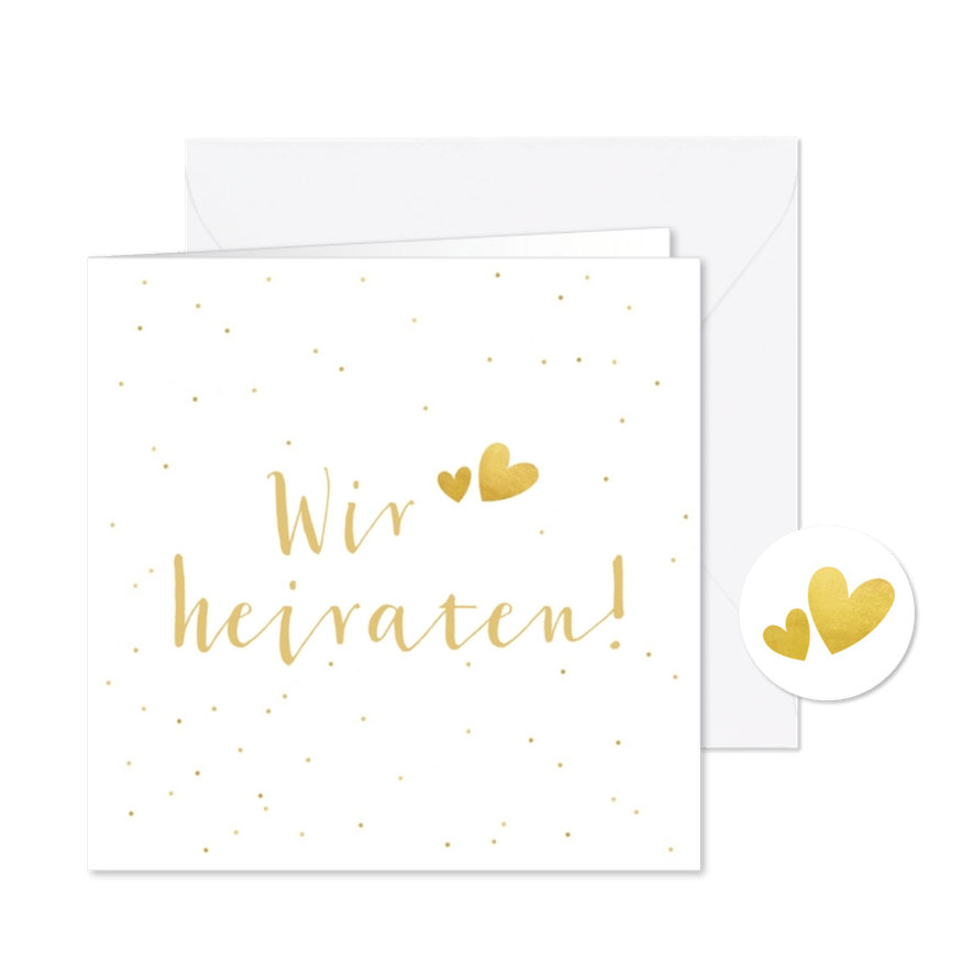 Einladungskarte zur Hochzeit goldenes Konfetti - Kartenvorschau
