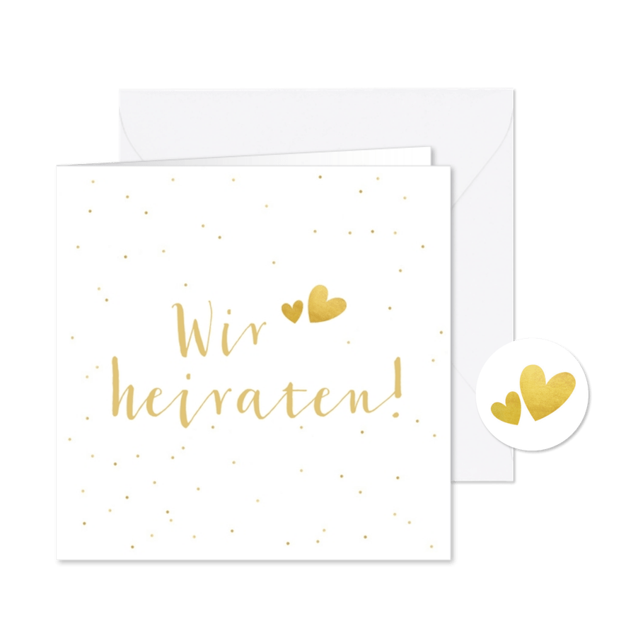 Einladungskarte zur Hochzeit goldenes Konfetti - Karteneindruck