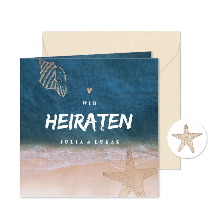 Einladungskarte zur Hochzeit Strandsommer - Karteneindruck