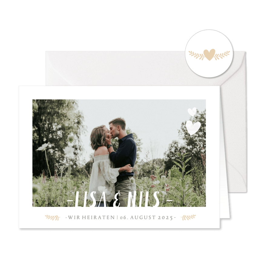 Einladungskarte zur Hochzeit Timeline & Foto - Karteneindruck
