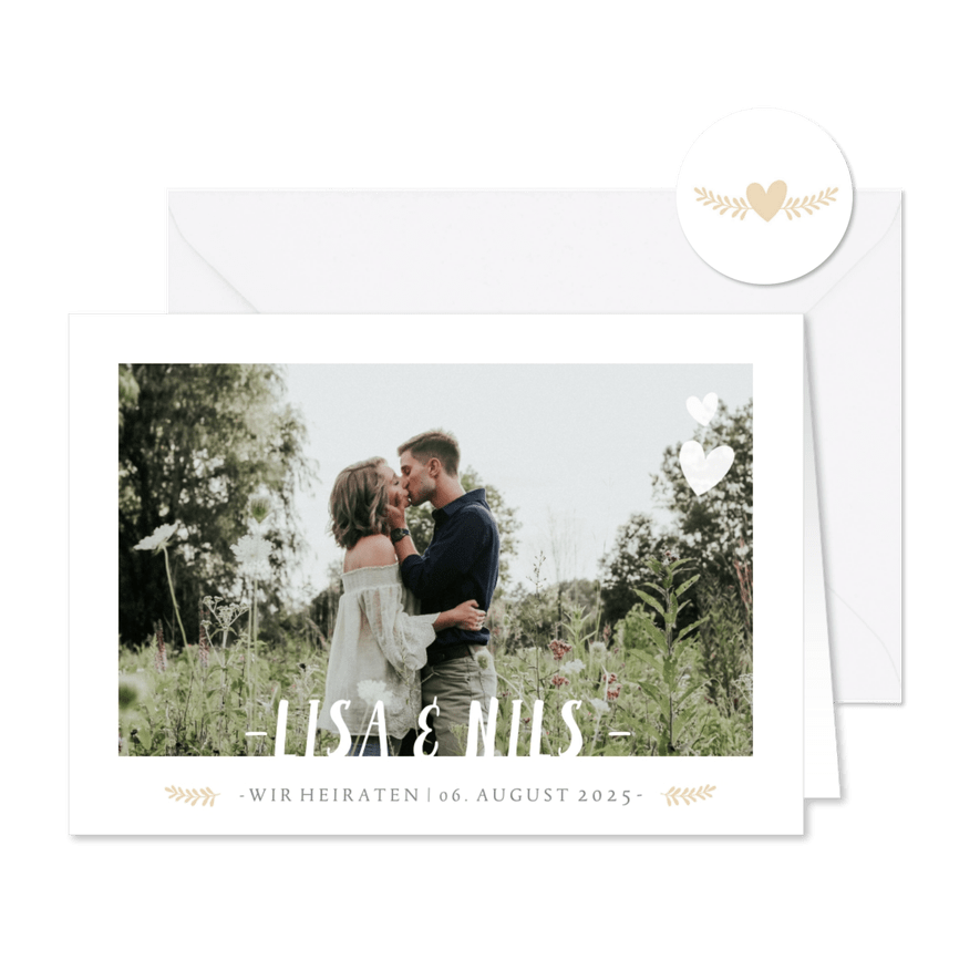 Einladungskarte zur Hochzeit Timeline & Foto - Karteneindruck