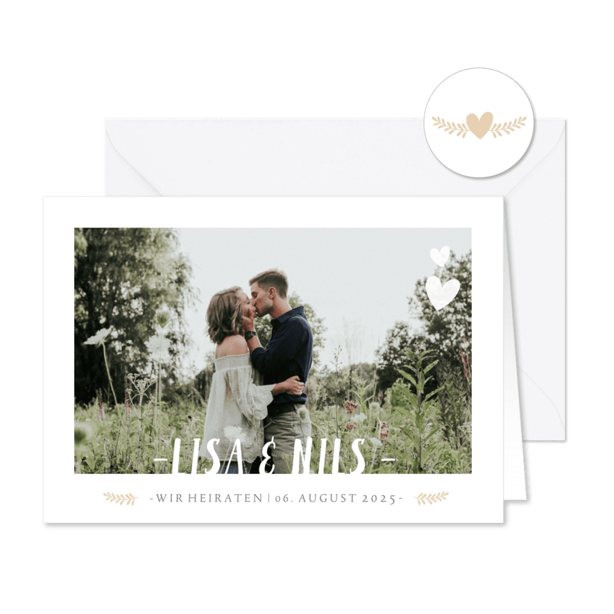 Einladungskarte zur Hochzeit Timeline & Foto - Karteneindruck