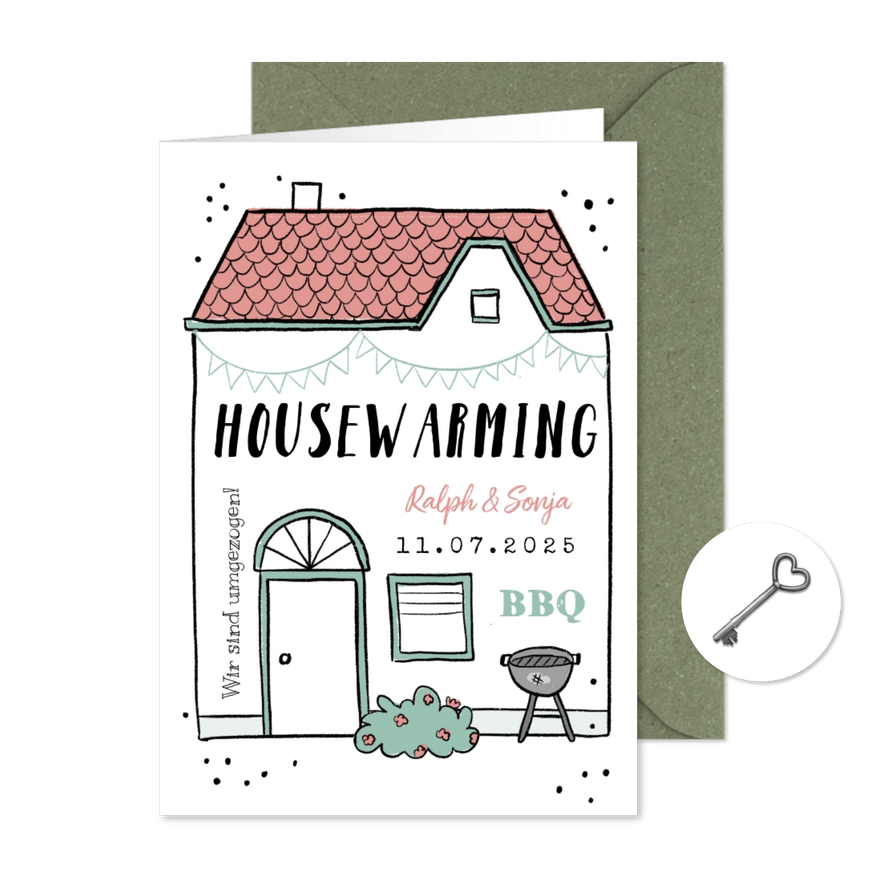 Einladungskarte zur Housewarming-Grillparty - Karteneindruck
