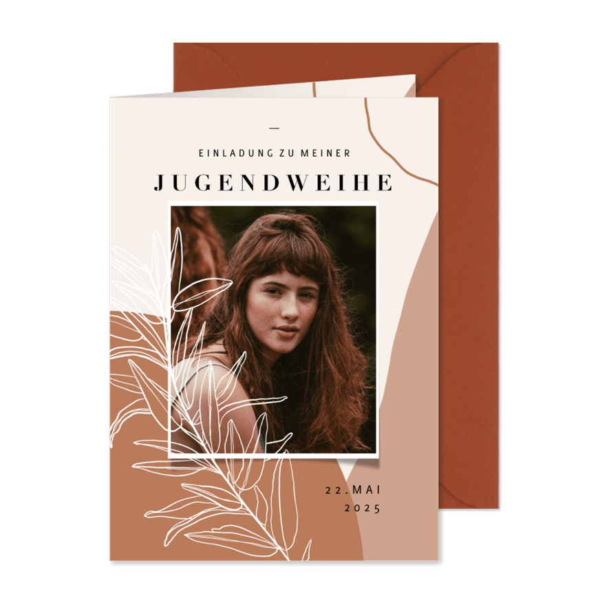 Einladungskarte zur Jugendweihe Foto & Pflanze - Karteneindruck
