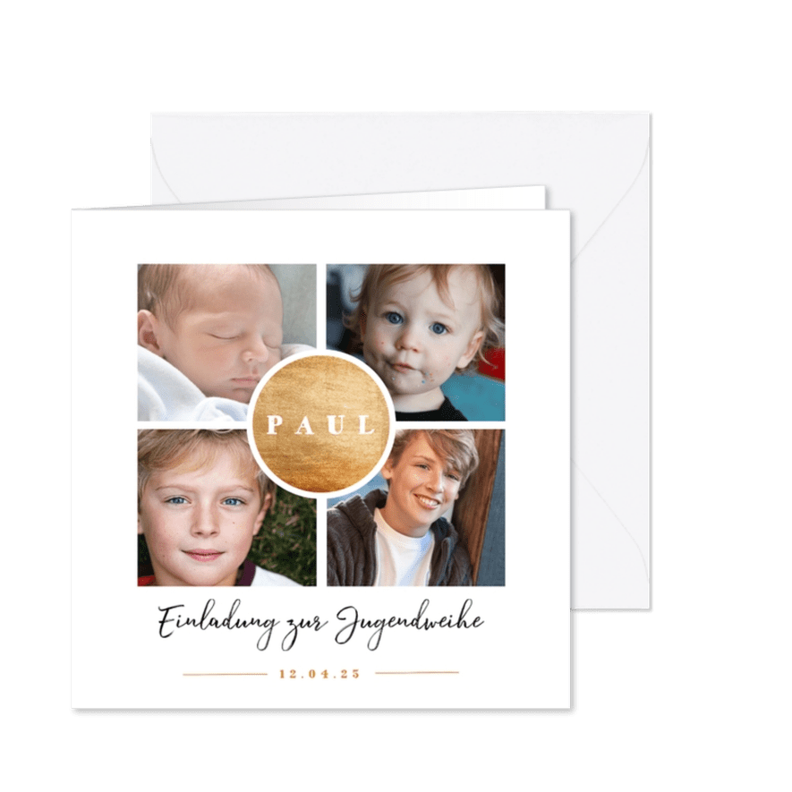 Einladungskarte zur Jugendweihe Fotocollage - Karteneindruck
