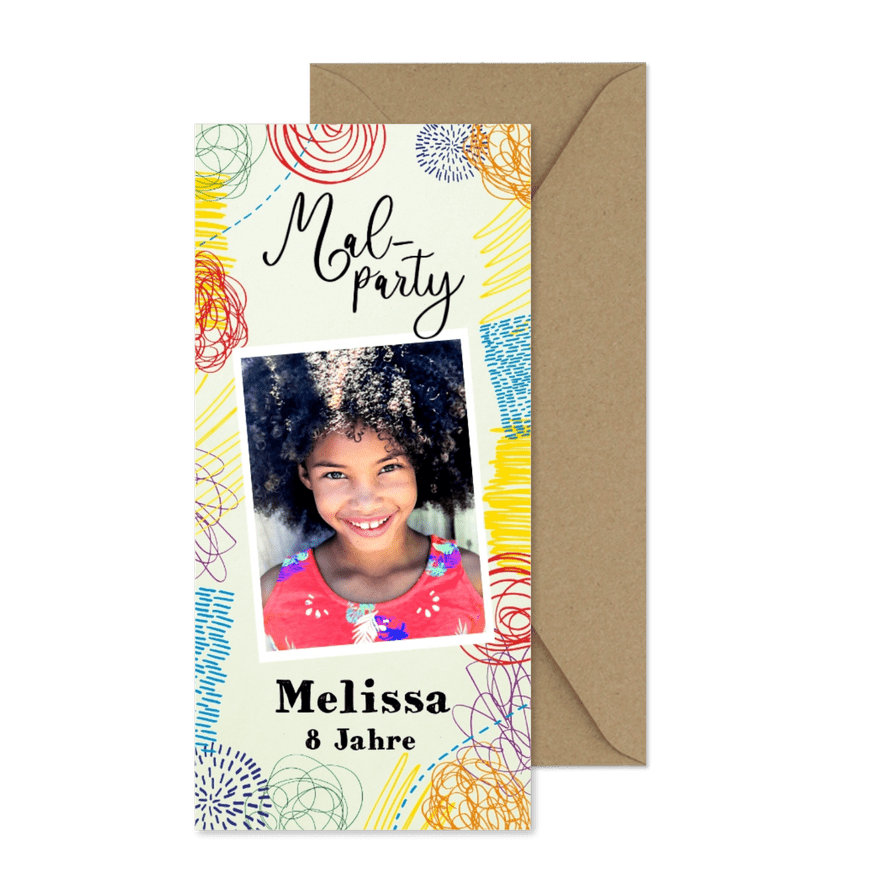 Einladungskarte zur Malparty 8. Geburtstag - Karteneindruck
