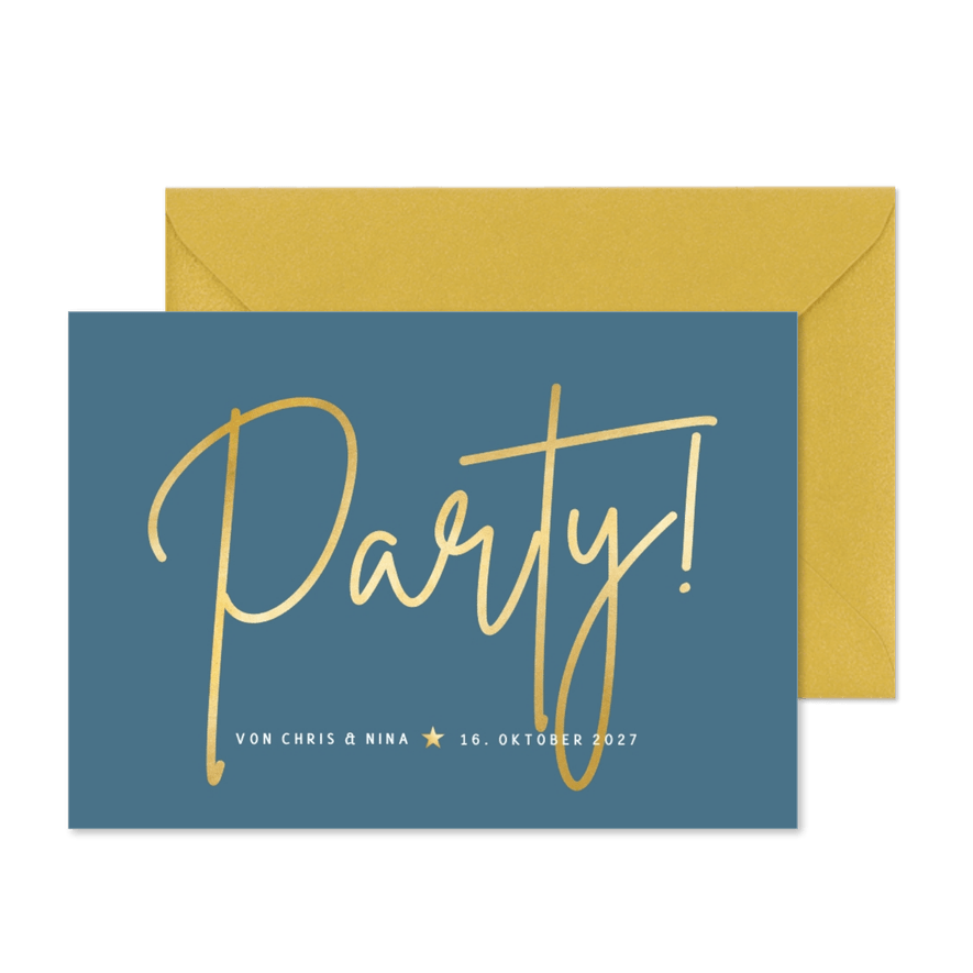 Einladungskarte zur Party Goldlook - Kartenvorschau