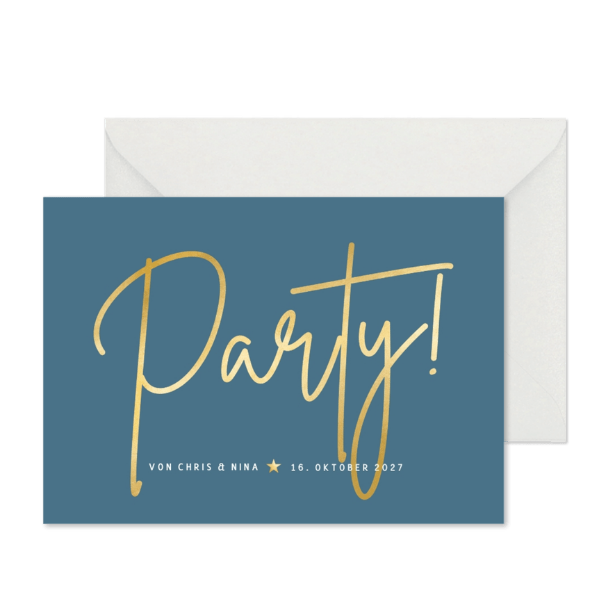 Einladungskarte zur Party Goldlook - Karteneindruck
