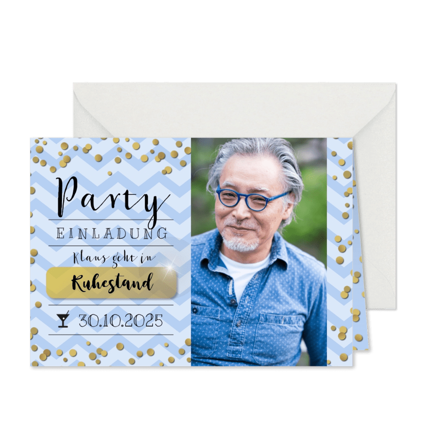 Einladungskarte zur Ruhestand-Party - Karteneindruck