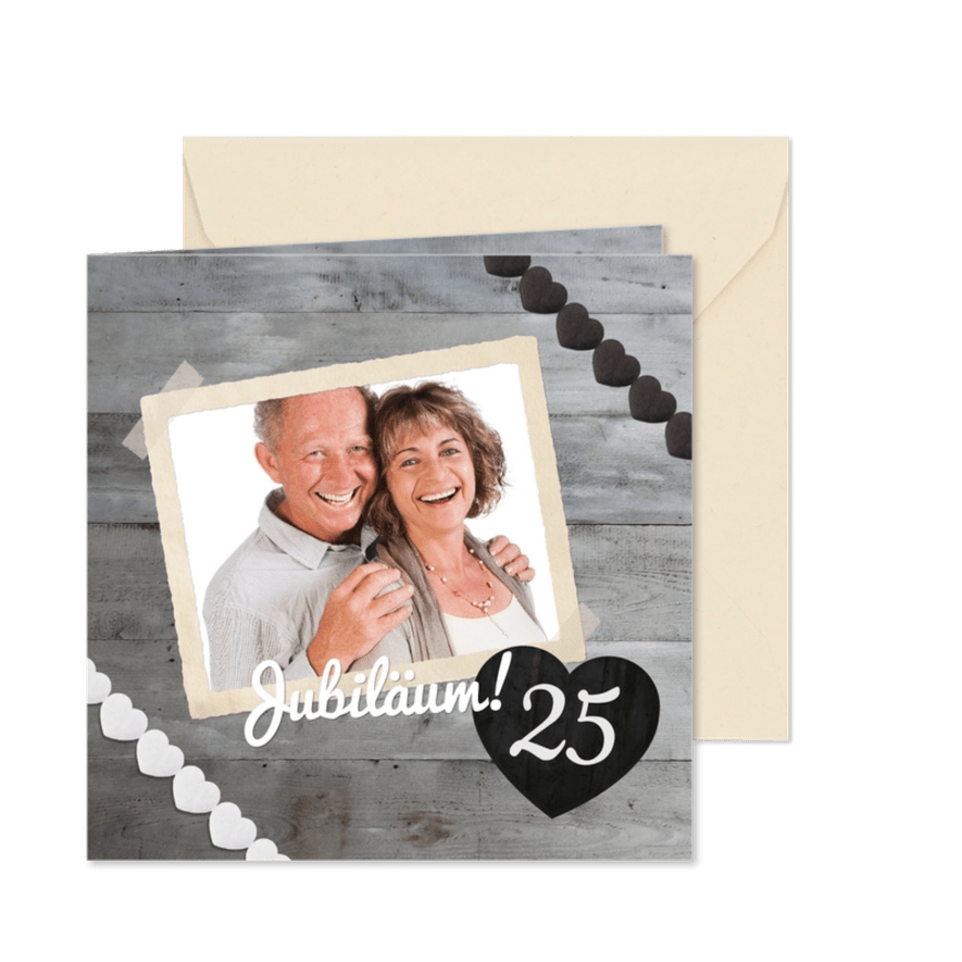 Einladungskarte zur Silberhochzeit Foto mit Herz - Karteneindruck