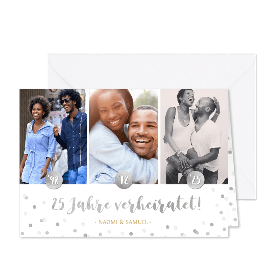 Einladungskarte zur Silberhochzeit mit Fotocollage - Karteneindruck