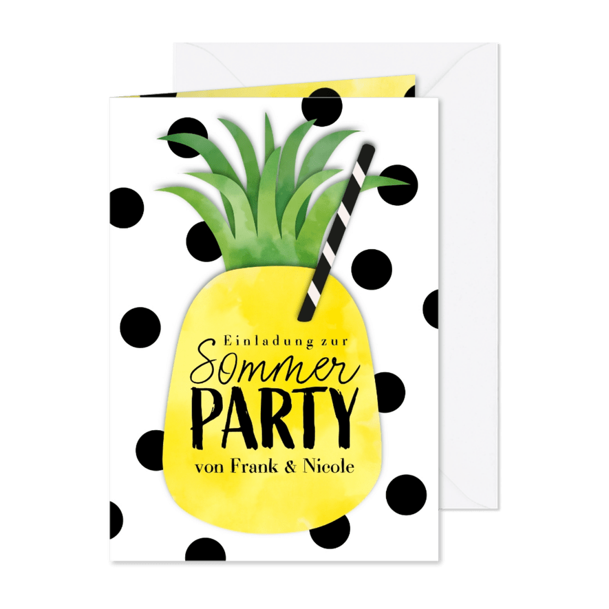 Einladungskarte zur Sommerparty Ananas - Kartenvorschau
