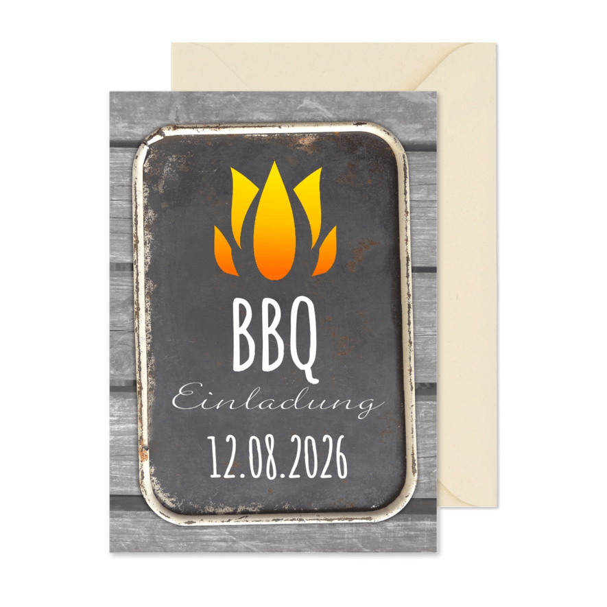 Einladungskarte zur Sommerparty BBQ - Karteneindruck
