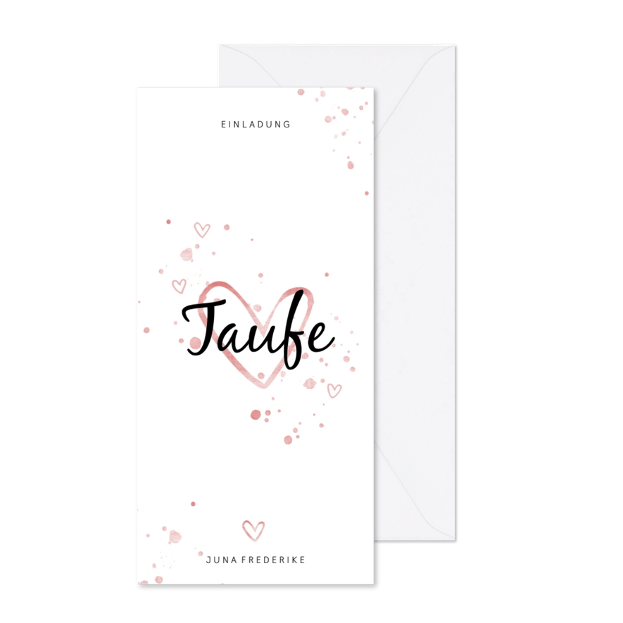 Einladungskarte zur Taufe Herzen Foto Rückseite - Karteneindruck