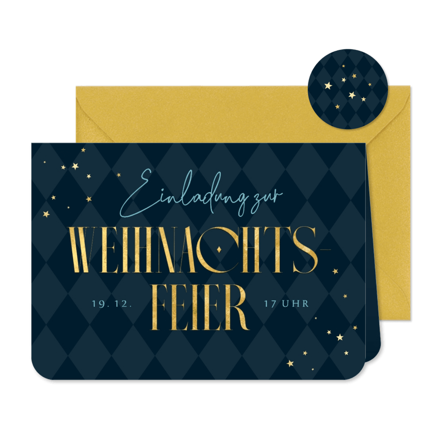 Einladungskarte zur Weihnachtsfeier elegante Schrift - Karteneindruck
