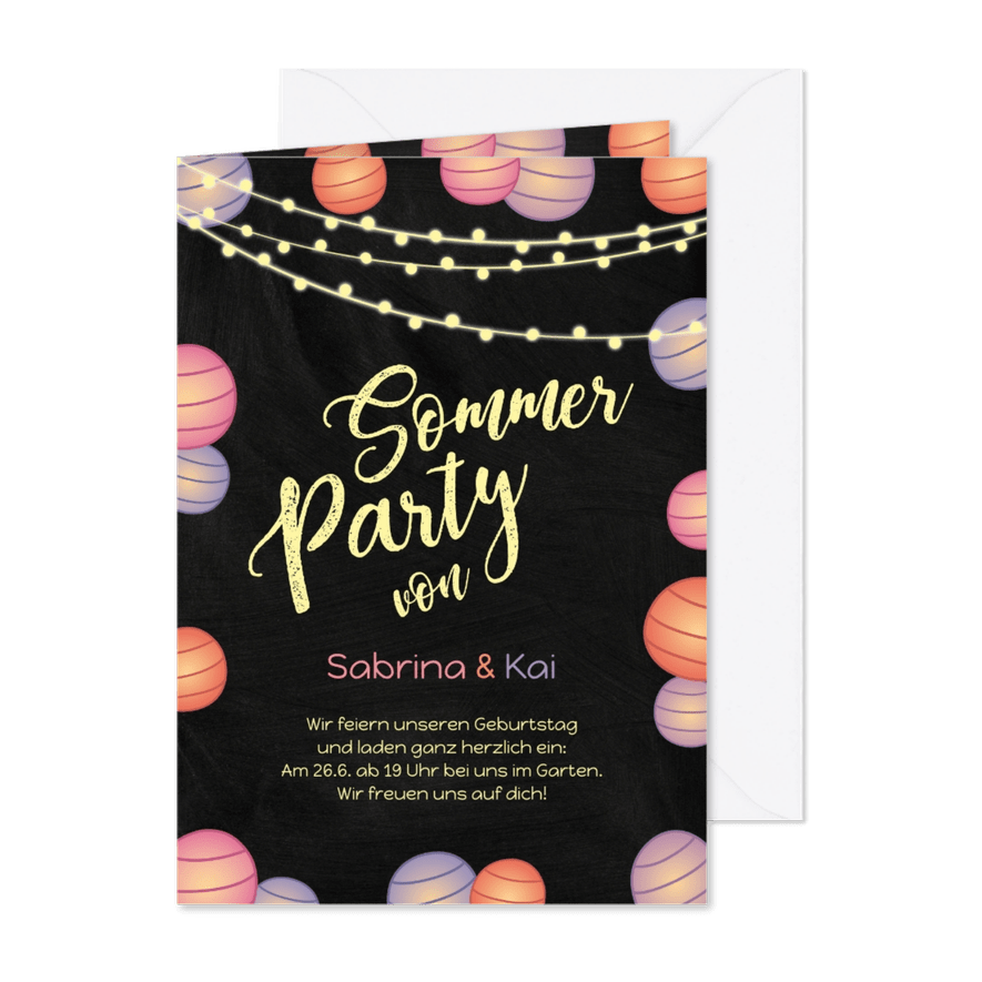 Einladungskarte (zusammen) Geburtstag Sommerparty - Karteneindruck
