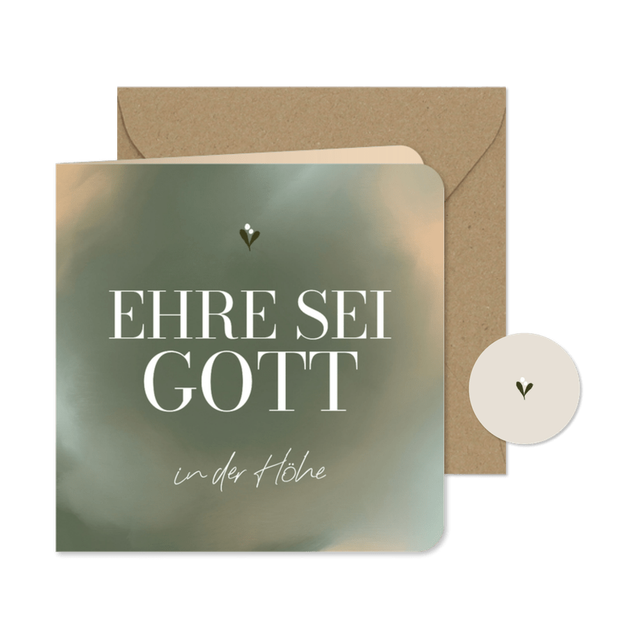Elegante christliche Weihnachtskarte 'Ehre sei Gott' - Karteneindruck