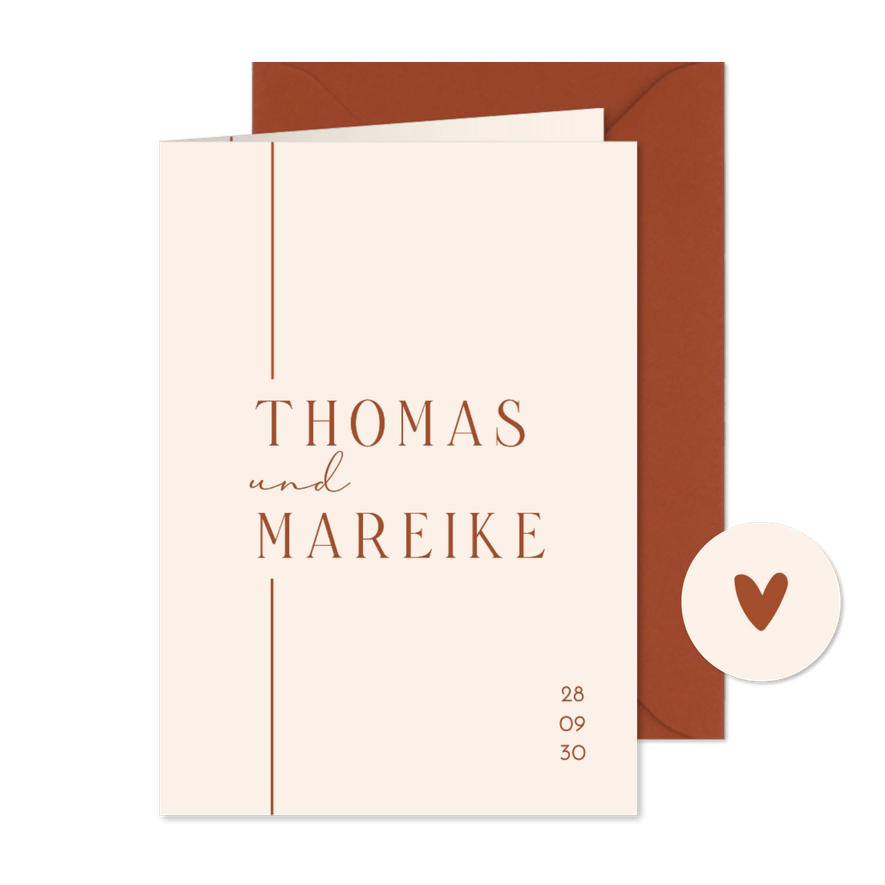 Elegante Einladungskarte Hochzeit schlicht in Beige - Karteneindruck

